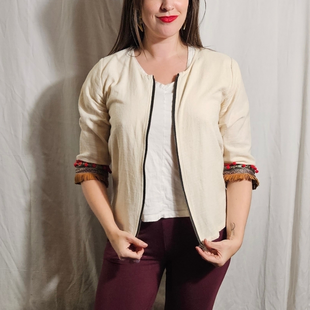 Hand Painted Linen Jacket - Picture 3 of 10